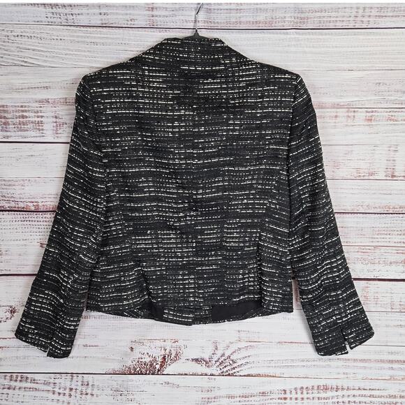 Lafayette 148 Black White Crop Tweed Blazer 10 Petite Prep Academia Quiet Money - Picture 4 of 13